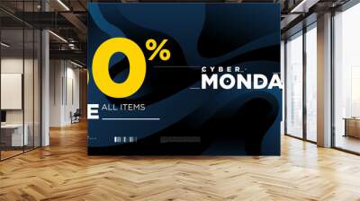 Cyber monday sale 50% banner on modern blue background. Cyber Monday promotion poster, flyer, banner, website, story, and social media template. Wall mural