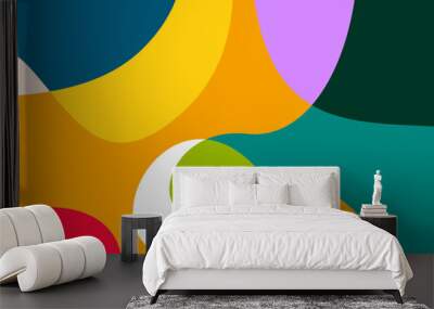 Minimalist simple flat colorful fluid geometric abstract background for summer Wall mural