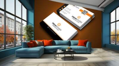 Orange black white color combination vector business card   Wall mural