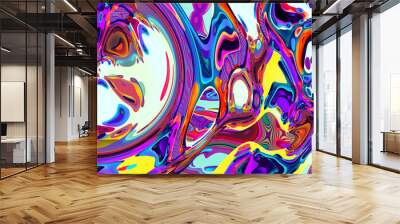 Psychedelic colorful abstract fluid and liquid fractal background  Wall mural