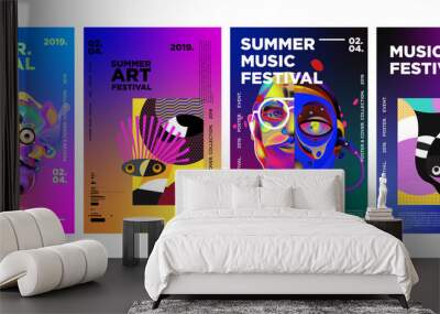 Summer Colorful Art and Music Festival Poster and Cover Template for Event, Magazine, and Web Banner. Wall mural