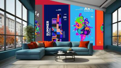 Summer Festival Art and Culture Colorful Illustration Poster. Illustration for Summer, event, website, landing page, promotion, flyer, digital and print. Wall mural