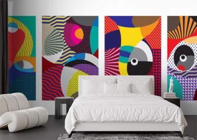 vector abstract colorful geometric and curvy pattern background illustration. set of abstract tribal Wall mural