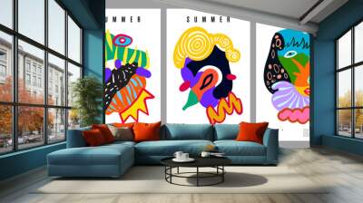 Vector Colorful Ethnic Art and Design illustration for Summer Festival Background Wall mural