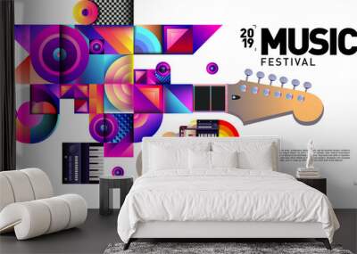 Vector Colorful Music Festival for Event Banner and Poster. Colorful Geometric Abstract Background Template in Eps10. Wall mural