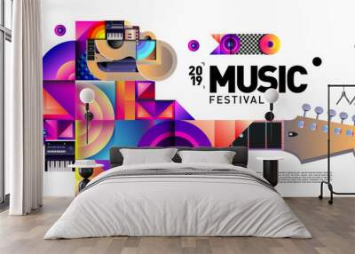 Vector Colorful Music Festival for Event Banner and Poster. Colorful Geometric Abstract Background Template in Eps10. Wall mural