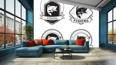 Fishing Bass Label, vector Wall mural