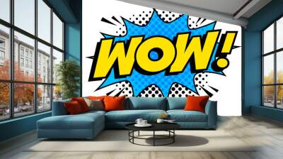 wow comic speech bubble on white background Wall mural