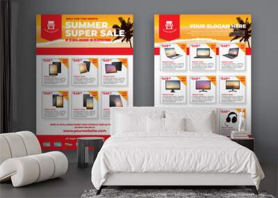 2 sides flyer template for summer sale promotion Wall mural