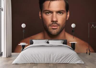 Close up confident young muscular male model Wall mural