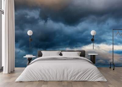 Dramatic panoramic skyscape with dark stormy clouds Wall mural