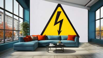 Sign of high voltage on a white metal Wall mural