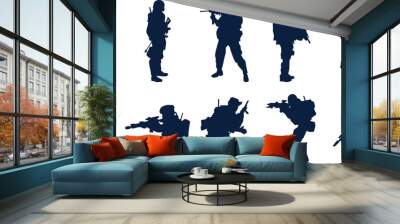 army soldier silhouette  set of people silhouettes Wall mural