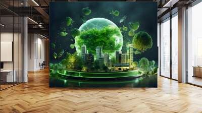 Green technology. Environmental technology concept. Sustainable development goals. Generative Ai. Wall mural