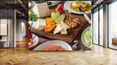 Delicious traditional turkish breakfast on table Wall mural