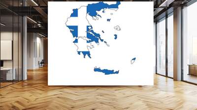 Vector illustration of the flag of Greece with black contours on a white background Wall mural