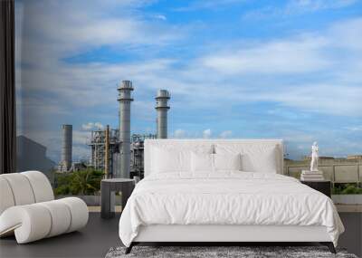 Gas turbine power plant from industry zone with blue sky Wall mural