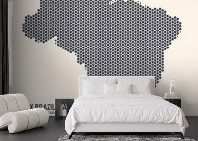 Hex Brazil Map Vector Isolated On Light Background. Hexagonal Halftone Texture Of Brazilian Map Wall mural