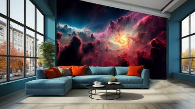 Majestic Cosmic Nebula 3D Visualization Artwork Awesome Abstract Background. Cosmos Stars Cluster Structure Stunning Astrophotography Dramatic Celestial Wallpaper. Astronomy and Deep Space Exploration Wall mural