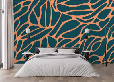 Abstract background with colorful waving lines. The pattern is in the style of the seventies and sixties. Liquid wallpaper and abstract background. Vector background for wallpaper. Seamless. Wall mural