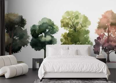 Watercolor trees collection Set of hand drawn trees Forest tree pack Wall mural