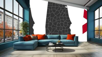 Alabama state of USA. Alabama flag and territory. States of America territory on white background. Separate states. Vector illustration Wall mural