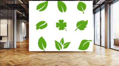 Collection of green leafs. Vector illustration. EPS 10 Wall mural