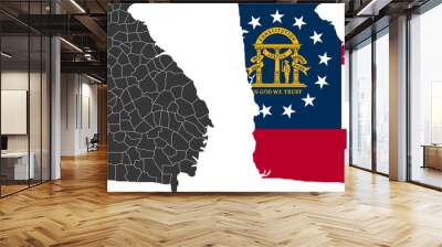 Georgia state of USA. Georgia flag and territory. States of America territory on white background. Separate states. Vector illustration Wall mural