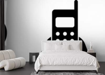 Modern and retro style phones. Smart phone of new generation. Touch screen. World technology Wall mural