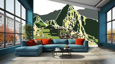 A Stylized View of Machu Picchu in the Andes Mountains Wall mural