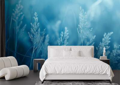 Abstract Blue Nature Background, Generative AI Illustration Wall mural