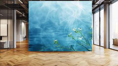 Abstract Blue Nature Background, Generative AI Illustration Wall mural