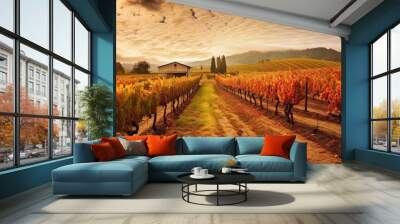 California Vineyard, Generative AI Illustration Wall mural