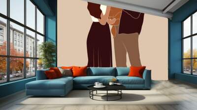 dog mom and dad, owner, abstract couple with a cute dog, man and women, love, family, isolated vector illustration, poster Wall mural