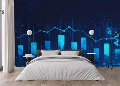 dollar sign atop bar chart Wall mural