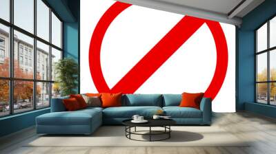 empty not allowed sign on transparent isolated png background, crossed out red circle. For design, banner, template, layout,  thumbnail, social media, YouTube Wall mural