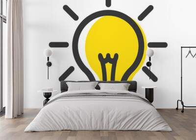 Light bulb as a sign of an idea. Icon in flat style. Wall mural