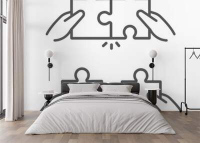 Two hands with a puzzle piece. Wall mural