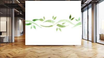 Watercolor border green vine on a white background. Element for design decoration Wall mural