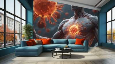 AI generated illustration of the human anatomical body and microbiology Wall mural