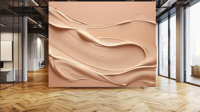 Pure Liquid cream texture smooth creamy cosmetic product background. cream texture for backdrop. foundation strokes background, Makeup creamy texture. Skin tone cosmetic product. Wall mural