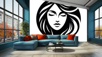 Beauty face woman, logo, Vector illustration Wall mural