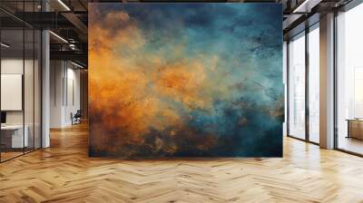 Abstract Art: Orange and Blue Textured Background for Graphic Design Inspiration Wall mural