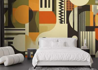 Colorful abstract geometric patterns created with various shapes and shades depicting modern design elements in a vibrant style Wall mural