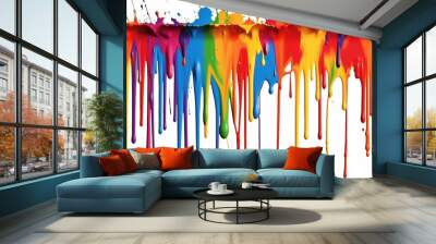 rainbow streaks of paint on a white background Wall mural