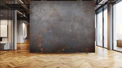 Rustic textured metal background showcasing a blend of gray and rusty orange hues with scratches and wear marks indicating age and character Wall mural