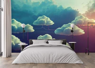 The concept of downloading an information network for storing data in the cloud Wall mural