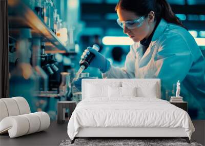 A man works in a laboratory. Selective focus. Wall mural