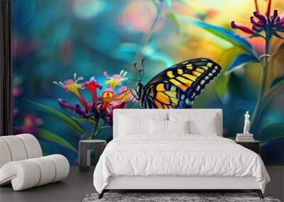 Beautiful butterfly in nature. Selective focus. Wall mural