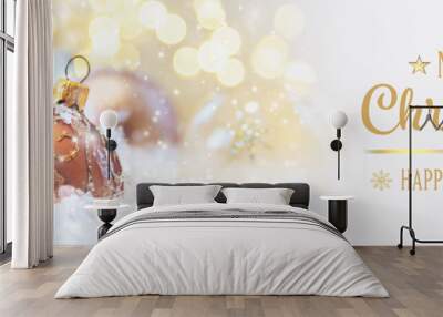 Merry Christmas and Happy New Year, Holidays greeting card background. Selective focus. Wall mural